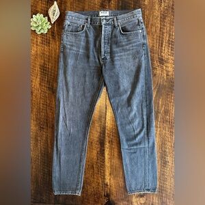 AGOLDE | “Jamie” High Rise Classic Jeans, Washed Black/Gray